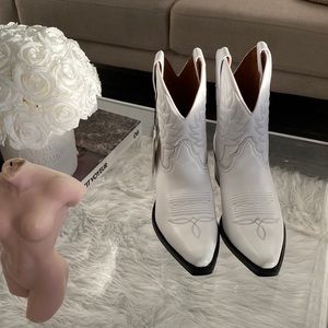 NWT Leather Cowboy Ankle Boot - Mango